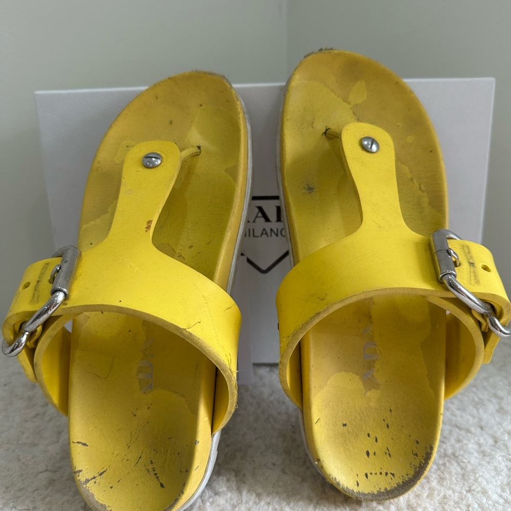 Prada Yellow Slide Sandals. Size 38